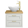 Chatsworth 545 Grey WH Countertop Vanity with Worktop, Round Basin & Antique Brass Handles