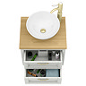 Chatsworth 545 Grey WH Countertop Vanity with Worktop, Round Basin & Antique Brass Handles