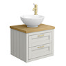 Chatsworth 545 Grey WH Countertop Vanity with Worktop, Round Basin & Antique Brass Handles