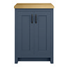 Chatsworth 545mm Traditional Blue Countertop Vanity with Beech Worktop & Matt Black Handles