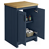 Chatsworth 545mm Traditional Blue Countertop Vanity with Beech Worktop & Matt Black Handles
