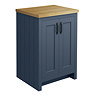 Chatsworth 545mm Traditional Blue Countertop Vanity with Beech Worktop & Matt Black Handles