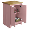 Chatsworth 545mm Traditional Dusky Pink Countertop Vanity with Beech Worktop & Antique Brass Handles