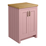 Chatsworth 545mm Traditional Dusky Pink Countertop Vanity with Beech Worktop & Antique Brass Handles