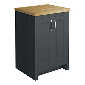 Chatsworth 545mm Traditional Graphite Countertop Vanity with Beech Worktop & Chrome Handles