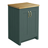 Chatsworth 545mm Traditional Green Countertop Vanity with Beech Worktop & Brushed Brass Handles