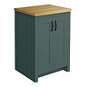 Chatsworth 545mm Traditional Green Countertop Vanity with Beech Worktop & Matt Black Handles