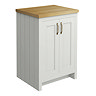Chatsworth 545mm Traditional Grey Countertop Vanity with Beech Worktop & Antique Brass Handles