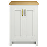 Chatsworth 545mm Traditional Grey Countertop Vanity with Beech Worktop & Brushed Brass Handles
