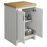 Chatsworth 545mm Traditional Grey Countertop Vanity with Beech Worktop & Brushed Brass Handles