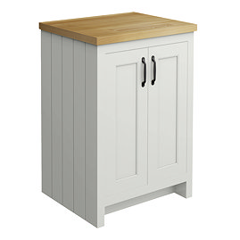Chatsworth 545mm Traditional Grey Countertop Vanity with Beech Worktop & Matt Black Handles