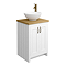 Chatsworth 545mm White Countertop Vanity with Worktop, Round Basin & Antique Brass Handles