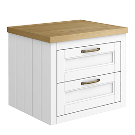 Chatsworth 545mm Grey Wall Hung Countertop Vanity with Beech Worktop & Antique Brass Handles