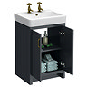 Chatsworth 560mm Traditional Graphite Vanity - 2 Tap Hole with Antique Brass Handles