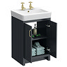 Chatsworth 560mm Traditional Graphite Vanity - 2 Tap Hole with Brushed Brass Handles