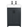 Chatsworth 560mm Traditional Graphite Vanity - 2 Tap Hole with Matt Black Handles