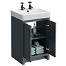 Chatsworth 560mm Traditional Graphite Vanity - 2 Tap Hole with Matt Black Handles
