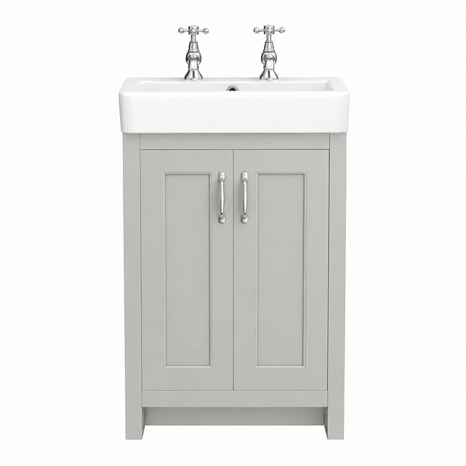 Chatsworth 560mm Traditional Grey Vanity - 2 Tap Hole with Chrome Handles