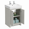 Chatsworth 560mm Traditional Grey Vanity - 2 Tap Hole with Chrome Handles