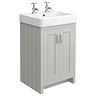 Chatsworth 560mm Traditional Grey Vanity - 2 Tap Hole with Chrome Handles