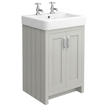 Chatsworth 560mm Traditional Grey Vanity - 2 Tap Hole with Chrome Handles
