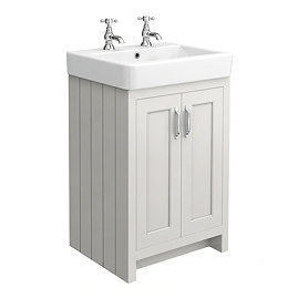 Chatsworth 560mm Traditional Grey Vanity - 2 Tap Hole with Chrome Handles