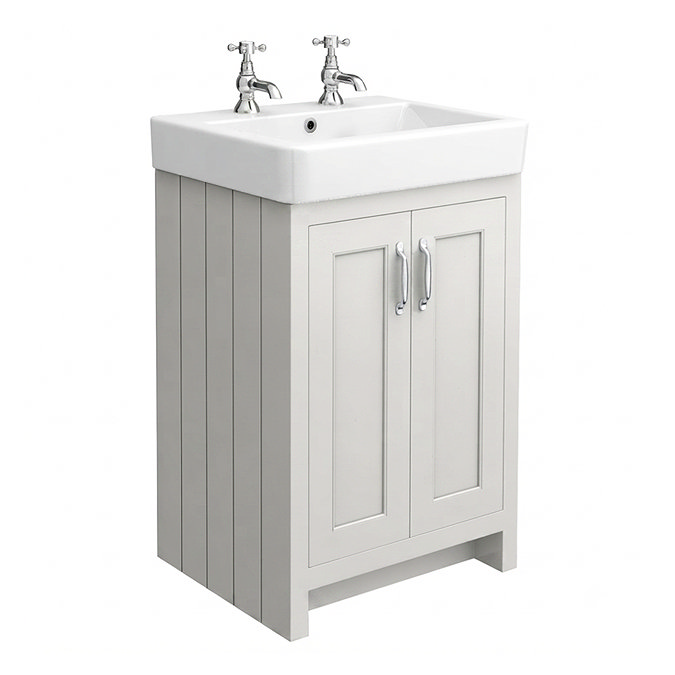 Chatsworth 560mm Traditional Grey Vanity - 2 Tap Hole with Chrome Handles