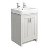 Chatsworth 560mm Traditional Grey Vanity - 2 Tap Hole with Chrome Handles