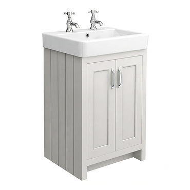 Chatsworth 560mm Traditional Grey Vanity - 2 Tap Hole with Chrome Handles