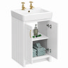 Chatsworth 560mm Traditional White Vanity - 2 Tap Hole with Brushed Brass Handles