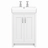 Chatsworth 560mm Traditional White Vanity - 2 Tap Hole with Chrome Handles