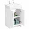 Chatsworth 560mm Traditional White Vanity - 2 Tap Hole with Chrome Handles