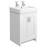 Chatsworth 560mm Traditional White Vanity - 2 Tap Hole with Chrome Handles