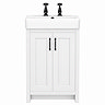 Chatsworth 560mm Traditional White Vanity - 2 Tap Hole with Matt Black Handles