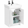 Chatsworth 560mm Traditional White Vanity - 2 Tap Hole with Matt Black Handles