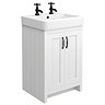 Chatsworth 560mm Traditional White Vanity - 2 Tap Hole with Matt Black Handles