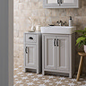 Chatsworth 560 Traditional Grey Vanity Sink + 300 Cupboard Unit with Matt Black Handles
