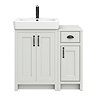 Chatsworth 560 Traditional Grey Vanity Sink + 300 Cupboard Unit with Matt Black Handles