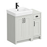 Chatsworth 560 Traditional Grey Vanity Sink + 300 Cupboard Unit with Matt Black Handles