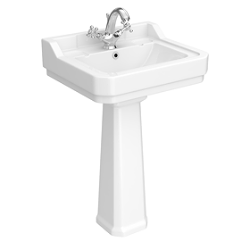 Chatsworth 560mm Basin with Upstand and Full Pedestal (1 Tap Hole)