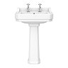 Chatsworth 560mm Basin with Upstand and Full Pedestal (2 Tap Hole)