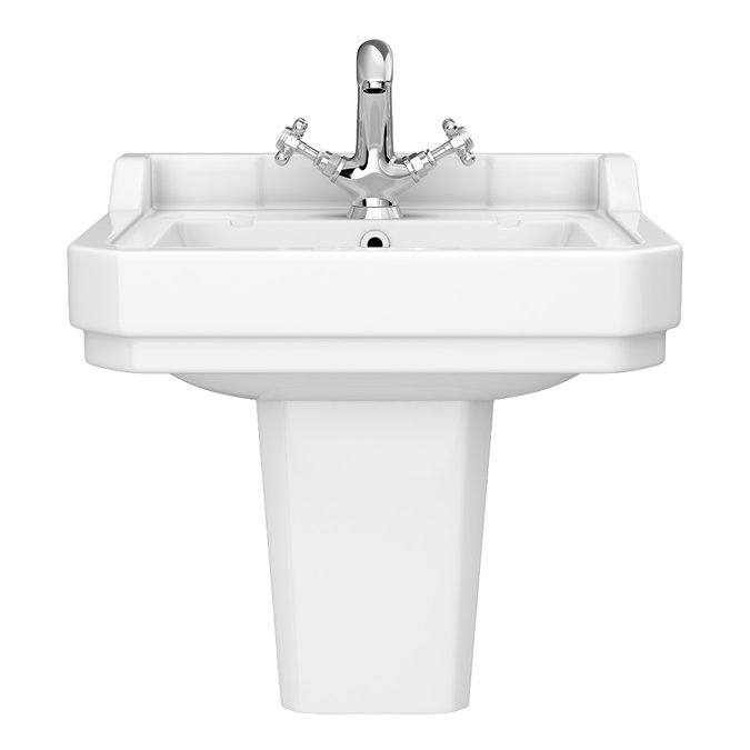 Chatsworth 560mm Basin with Upstand and Semi Pedestal (1 Tap Hole)