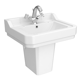Chatsworth 560mm Basin with Upstand and Semi Pedestal (1 Tap Hole)
