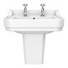 Chatsworth 560mm Basin with Upstand and Semi Pedestal (2 Tap Hole)