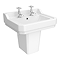 Chatsworth 560mm Basin with Upstand and Semi Pedestal (2 Tap Hole)