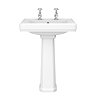 Chatsworth 580mm Square Basin with Full Pedestal (2 Tap Hole)
