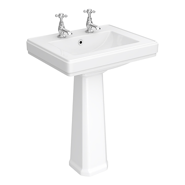 Chatsworth 580mm Square Basin with Full Pedestal (2 Tap Hole)