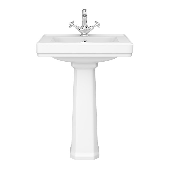 Chatsworth 580mm Square Basin with Full Pedestal (1 Tap Hole)