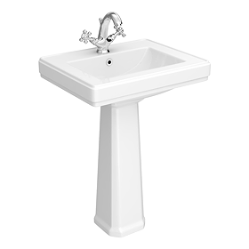 Chatsworth 580mm Square Basin with Full Pedestal (1 Tap Hole)