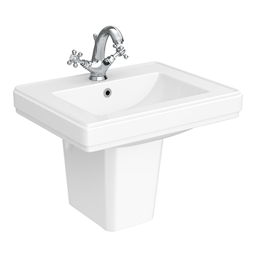 Chatsworth 580mm Square Basin with Semi Pedestal (1 Tap Hole)